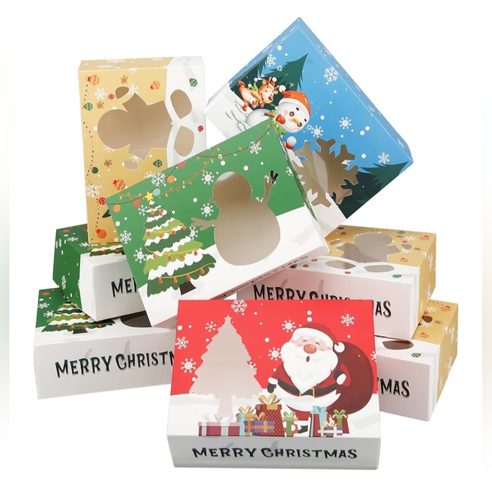 24PCS Christmas Cookie Boxes for‎ Gift Giving, with Window, for Mini Cake Pastry